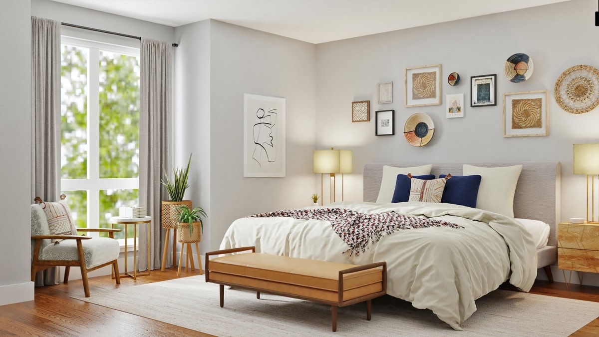 mismatched bedroom furniture ideas blue white