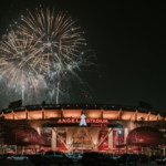 fireworks over the anaheim angels stadium