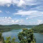 high up view of center hill lake tn