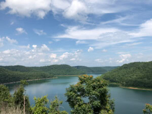 high up view of center hill lake tn