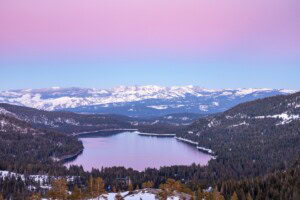 Aeriel view of Donner Lake in California