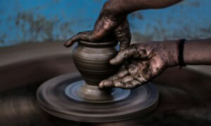 Hand spinning clay for forming